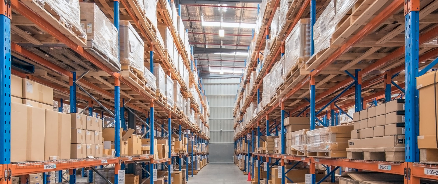 Interior of a logistics warehouse